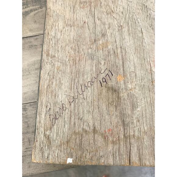 Vintage 1971 Hand-Painted Wooden Painting Apples in Basket Rustic Farmhouse Art - Picture 10 of 10